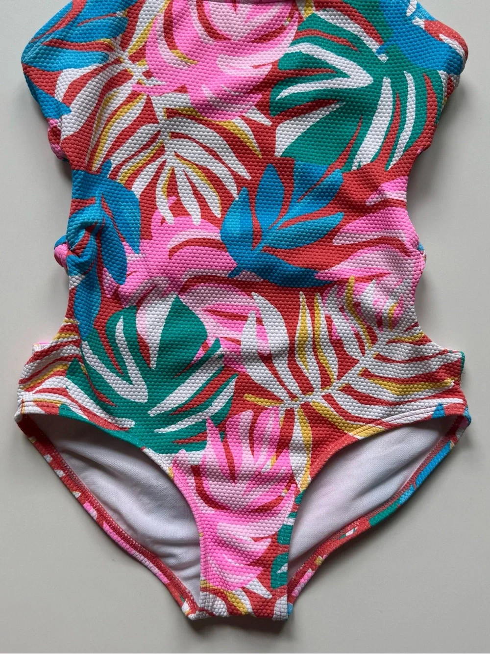 Cat & Jack Girls Multicolor Tropical Leaf One-Piece Swimsuit - Size M (7/8)